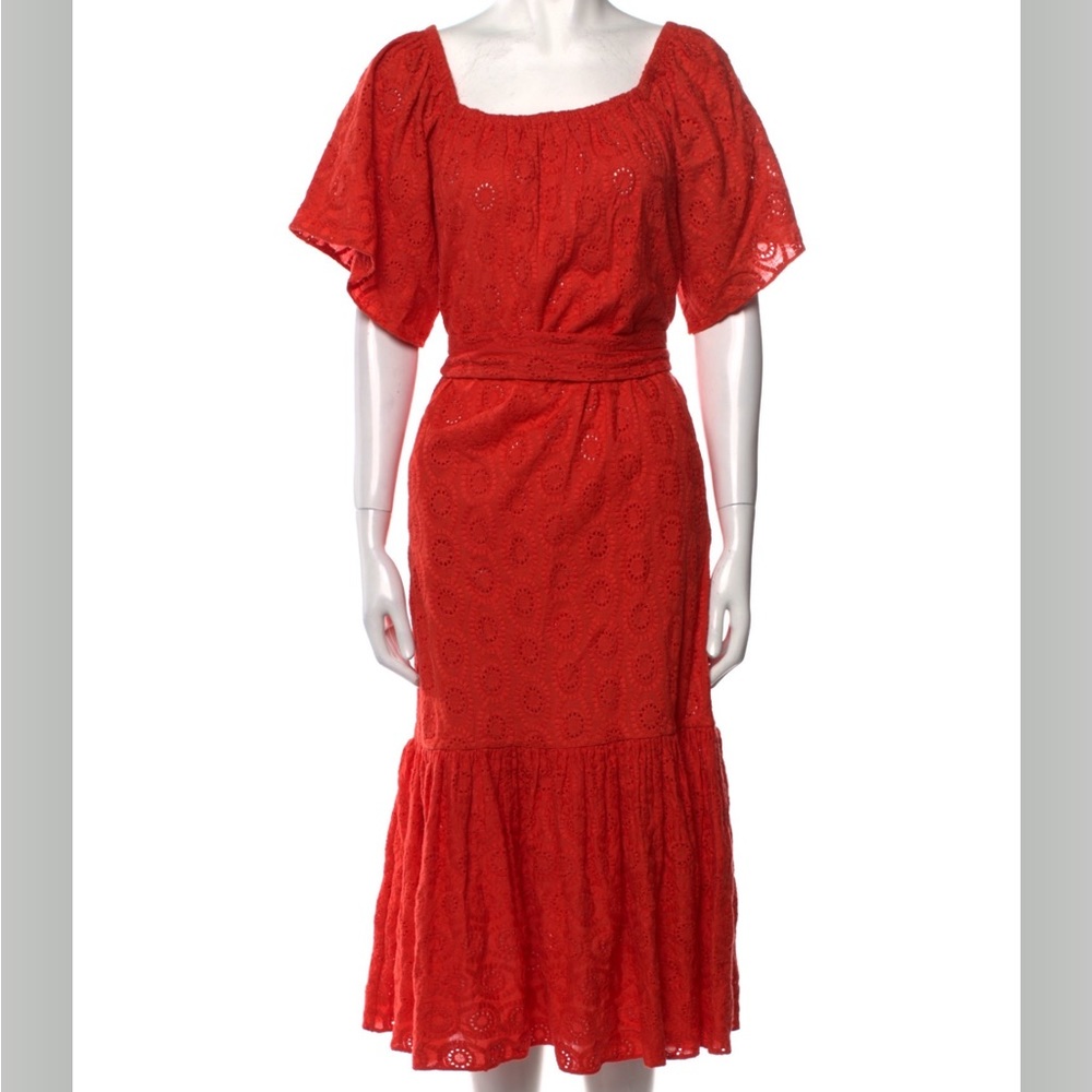 RHODE RESORT SZ S  midi eyelet ,embroidered,resort ,summer ,whimsical SzM